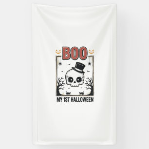 My 1st Halloween Baby Skull Vintage Engraving Shir Banner