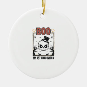 My 1st Halloween Baby Skull Vintage Engraving Shir Ceramic Tree Decoration