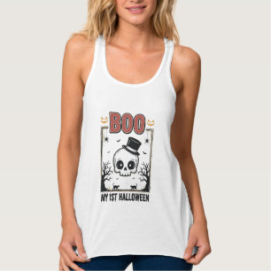 My 1st Halloween Baby Skull Vintage Engraving Shir Singlet