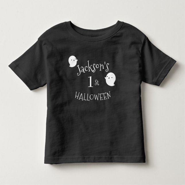My 1st Halloween Black & White Ghost Personalised Toddler T-Shirt (Front)