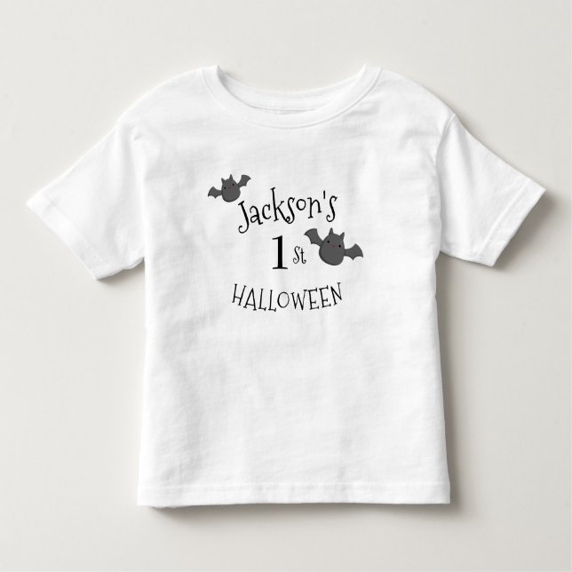 My 1st Halloween Black & White Personalised Toddler T-Shirt (Front)
