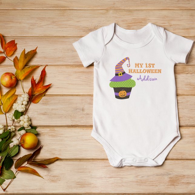 My 1st Halloween Cute Cupcake Personalised Baby Bodysuit (Creator Uploaded)
