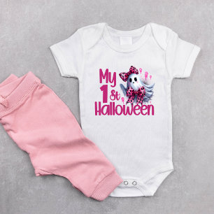 My 1st Halloween Funny Outfit Cute Baby Girl Ghost Bodysuit
