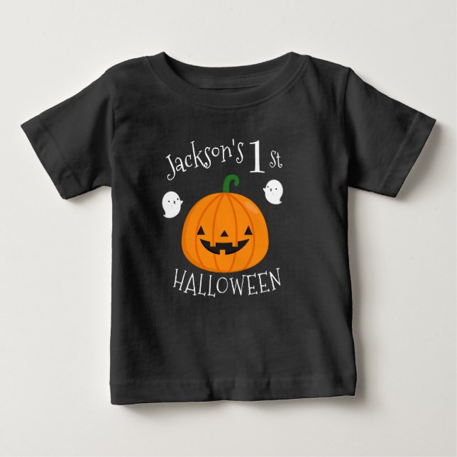 My 1st Halloween Ghost Pumpkin Personalised Baby T-Shirt (Front)
