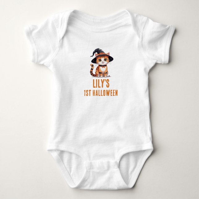 My 1st Halloween Ginger Cat Baby Bodysuit (Front)
