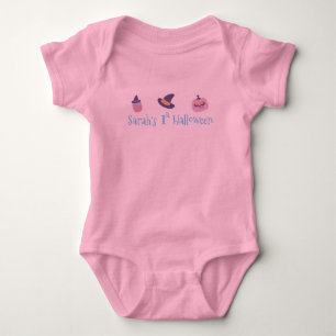 My 1st Halloween Pink Pumpkin Personalised Baby Bodysuit