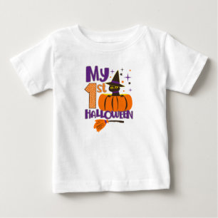 My 1st Halloween Pumpkin & Black Cat Baby T-Shirt