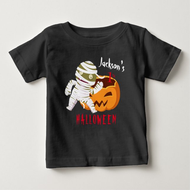 My 1st Halloween Pumpkin Ghost Personalised Baby T-Shirt (Front)