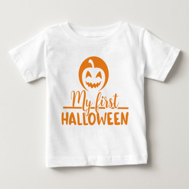 My 1st Halloween Scary Orange Pumpkin Baby T-Shirt (Front)