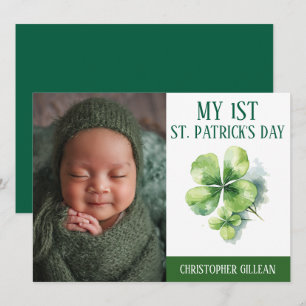 My 1st St Patrick's Day Baby Photo Shamrocks Holiday Card