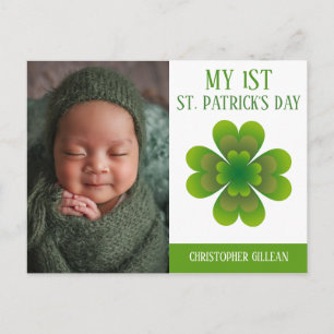 My 1st St Patrick's Day Baby Photo Shamrocks  Holiday Postcard