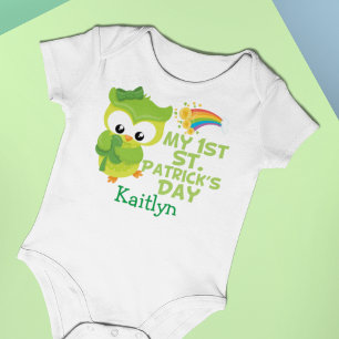 My 1st St. Patrick's Day Cute Owl Baby Bodysuit