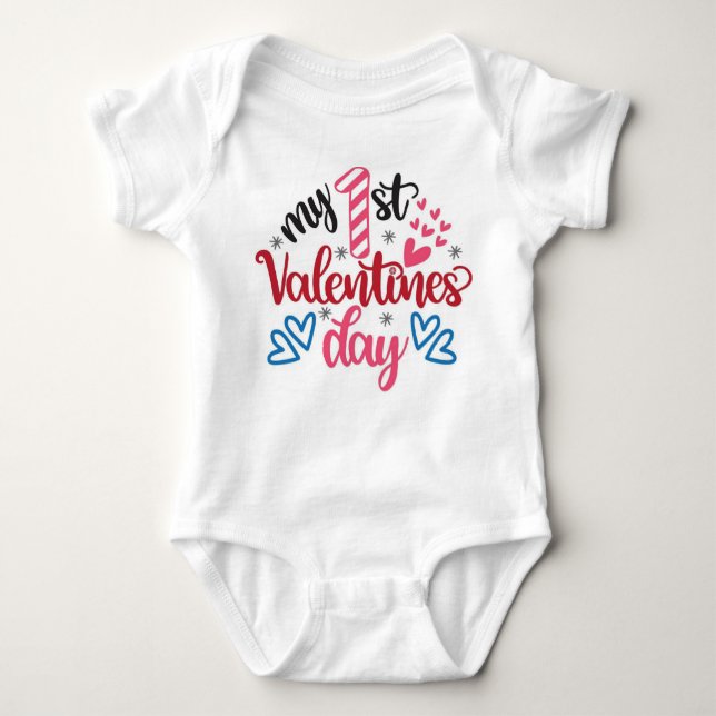 My 1st Valentine's Day  Baby Bodysuit (Front)