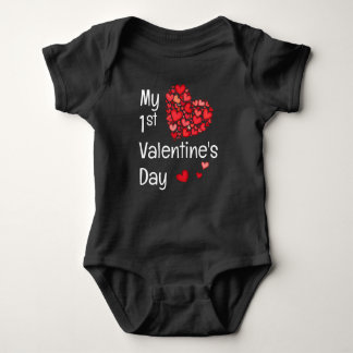 My 1st Valentine's Day Doodle Heart Baby Bodysuit
