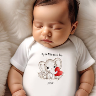 My 1st Valentine's day Personalised Name Cute Baby Bodysuit