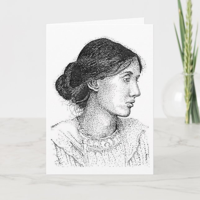 My 2004 ink drawing of Virginia Woolf card   (Front)