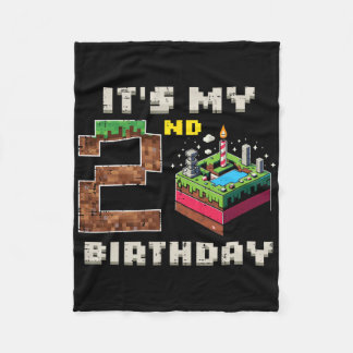 My 2nd Birthday Pixel Game 2 Cake Gamer Boys Kids  Fleece Blanket