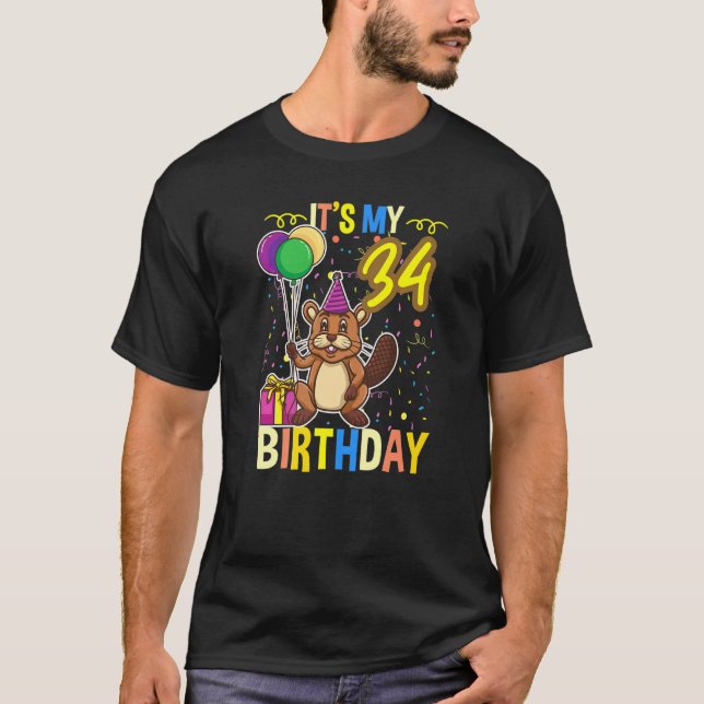 My 34th Birthday Beaver T-Shirt (Front)