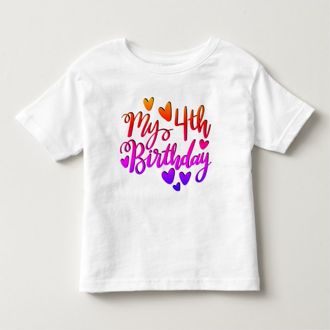 My 4th birthday rainbow toddler t-shirt  (Front)
