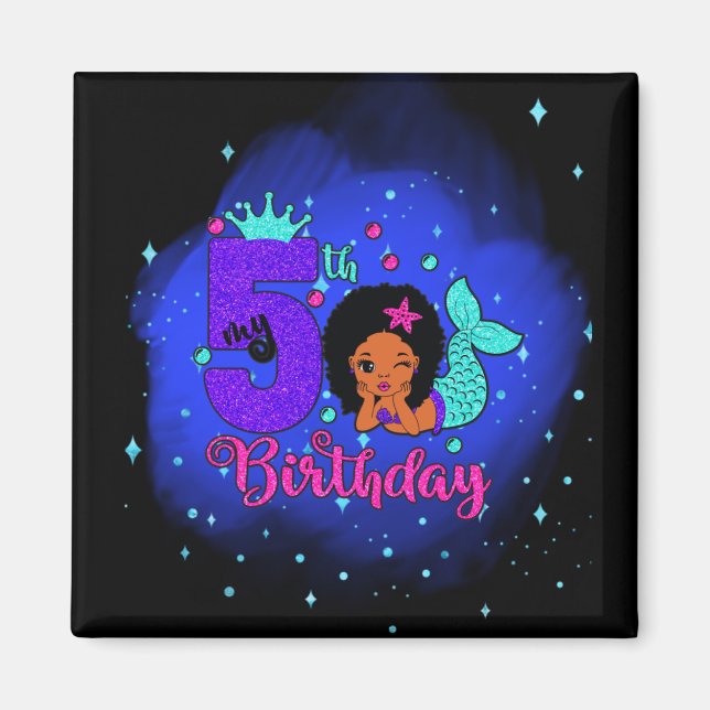 My 5th Birthday Mermaid Magnet (Front)