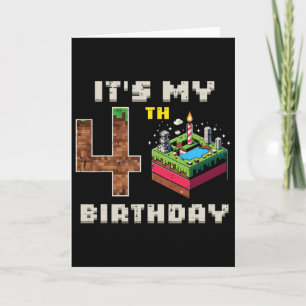 My 5th Birthday Pixel Game 4 Cake Video Gamer Boys Card
