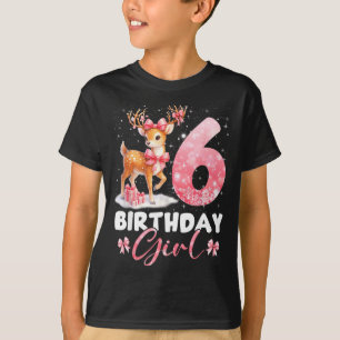 My 6th Birthday Girl Rudolph Nk Coquette 6 Years O T-Shirt