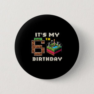 My 6th Birthday Pixel Game 6 Cake Video Gamer Boys Cm Round Badge