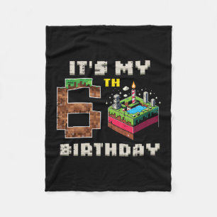 My 6th Birthday Pixel Game 6 Cake Video Gamer Boys Fleece Blanket