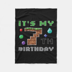 My 7th Birthday Pixel 7 Gamer Video Gaming Boys Ki Fleece Blanket