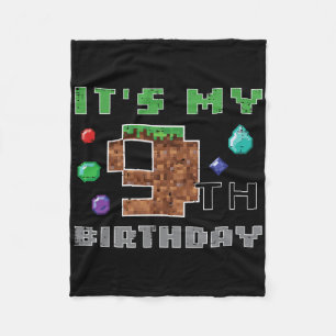 My 9th Birthday Pixel 9 Gamer Video Gaming Boys Ki Fleece Blanket