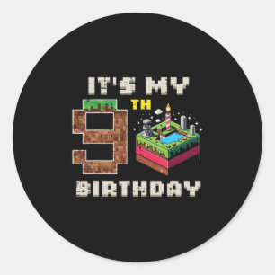 My 9th Birthday Pixel Game 9 Cake Video Gamer Boys Classic Round Sticker