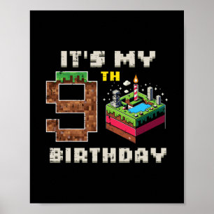 My 9th Birthday Pixel Game 9 Cake Video Gamer Boys Poster