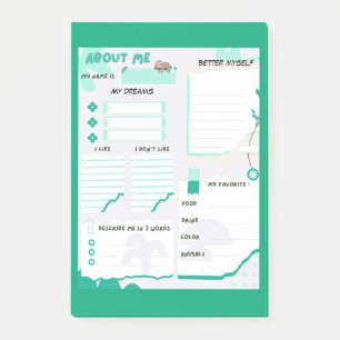 My About Me Green Post-it Notes