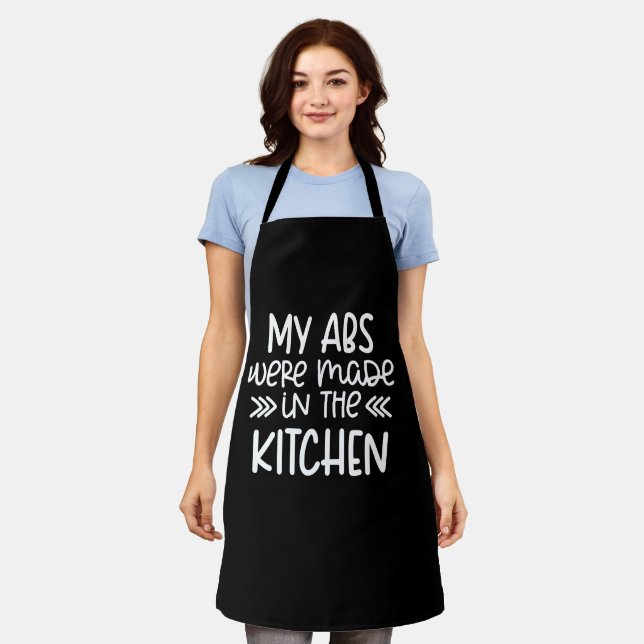 My Abs Made in Kitchen |  Cute Personalised Black Apron (Worn)