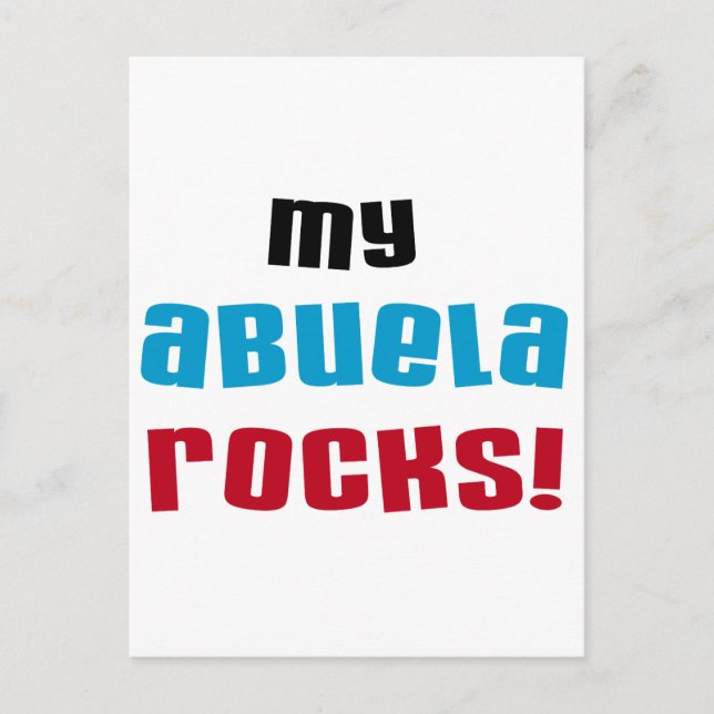 My Abuela Rocks T-shirts and Gifts Postcard (Front)
