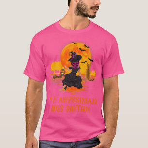 My Abyssinian Rides Shot Cat and Witch Halloween T-Shirt