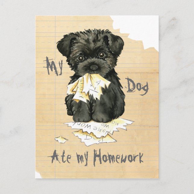 My Affenpinscher Ate My Homework Postcard (Front)