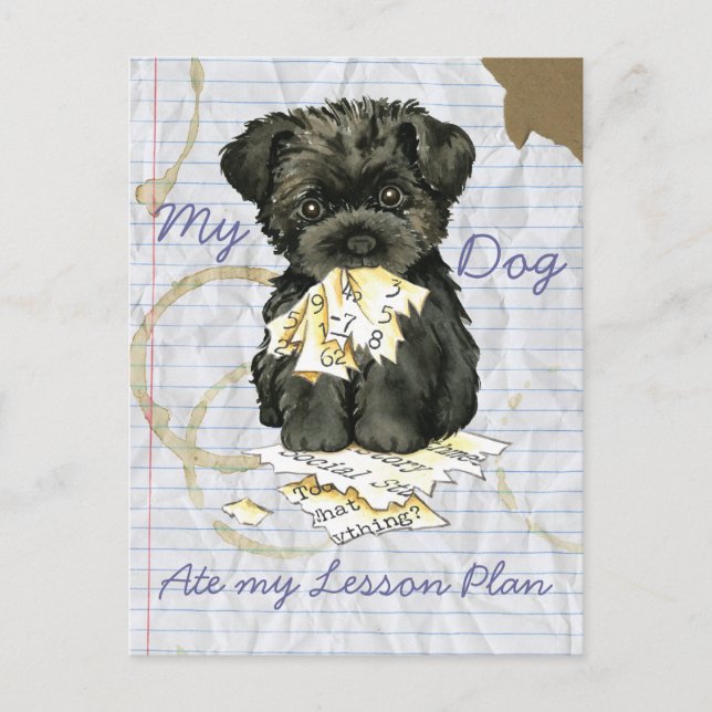 My Affenpinscher Ate My Lesson Plan Postcard (Front)