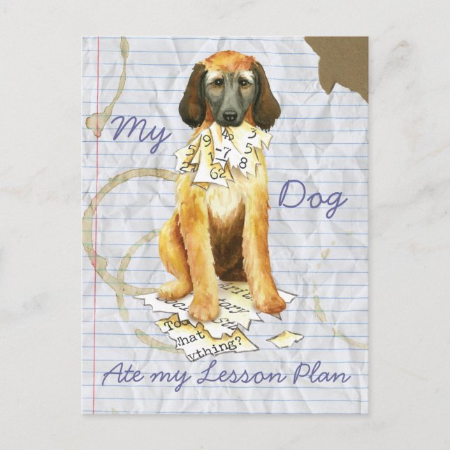 My Afghan Hound Ate my Lesson Plan Postcard (Front)