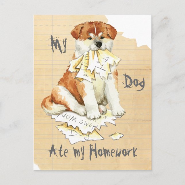My Akita Ate My Homework Postcard (Front)