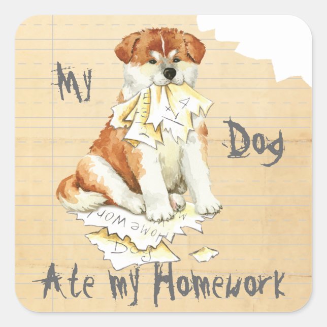 My Akita Ate My Homework Square Sticker (Front)