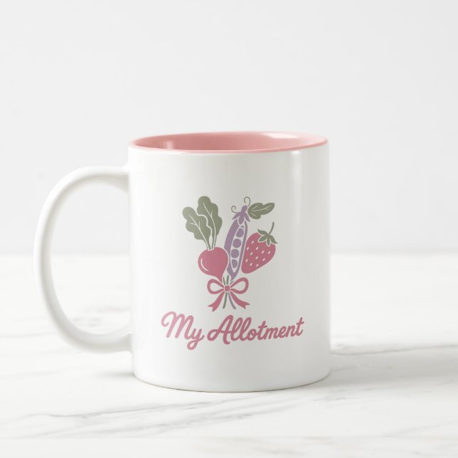 My Allotment Pastel Vegetable Illustration Two-Tone Coffee Mug (Left)