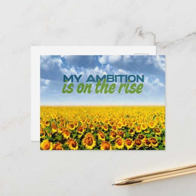 My ambition is on the rise Motivation Affirmation Postcard (Front/Back In Situ)