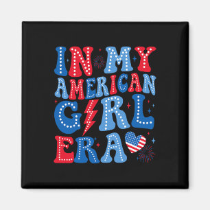 My American Girl Era Retro 4th Of July Groovy Patr Magnet