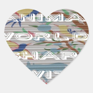 My Animal World: Beautiful Tree and Bird Design Heart Sticker