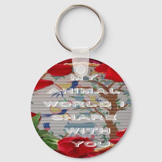 My Animal World: Beautiful Tree and Bird Design Key Ring (Front)