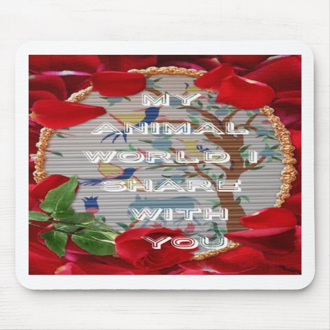 My Animal World: Beautiful Tree and Bird Design Mouse Pad (Front)