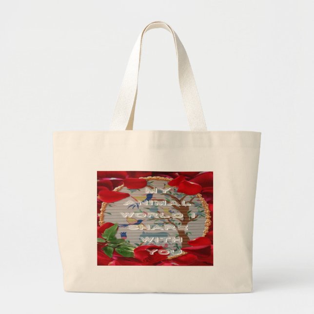 My animals world valentine.png large tote bag (Front)