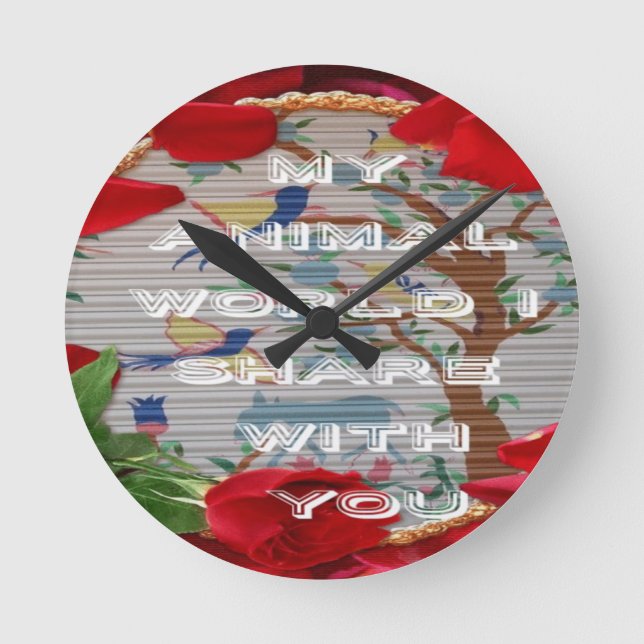 My animals world valentine.png round clock (Front)