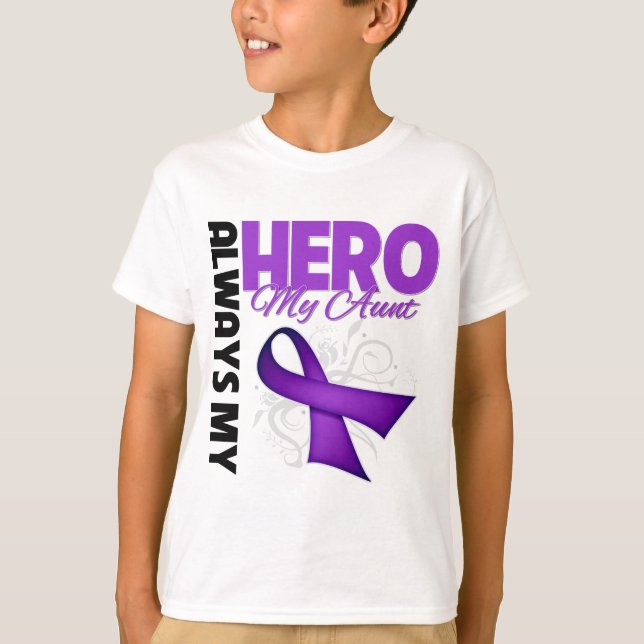 My Aunt Always My Hero - Purple Ribbon T-Shirt (Front)